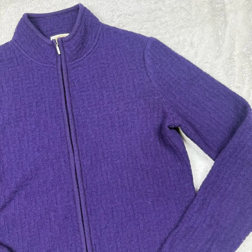 Talbots Purple Wool Knit zip up Sweater